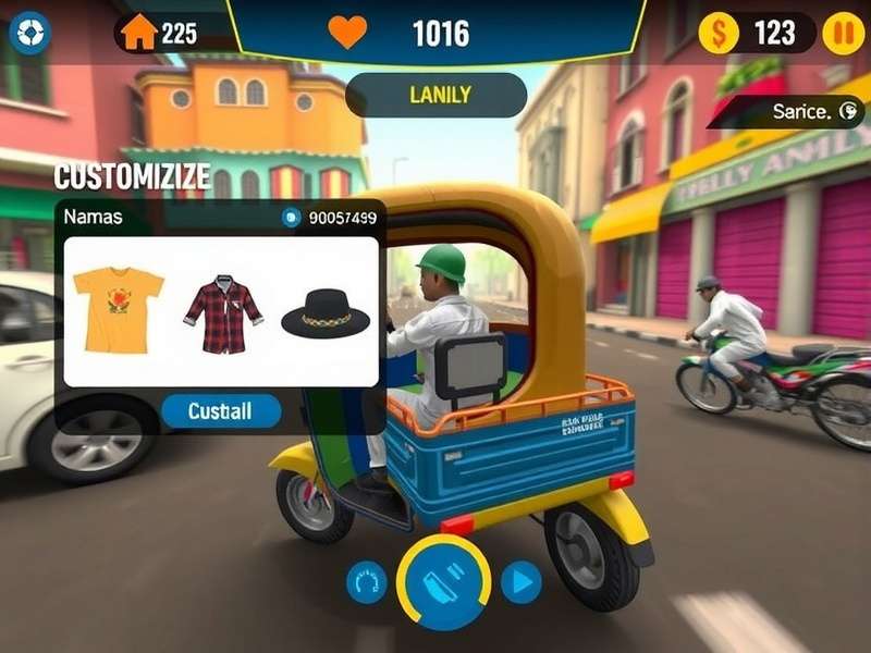 Colorful Indian streets in Gali Rickshaw Explorer Gali Rickshaw Explorer game screenshot showing colorful streets of India